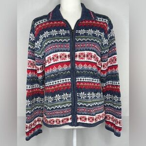 Vintage Heirloom Collectibles Cardigan Full Zip Sweater Fair Isle Grannycore SzM